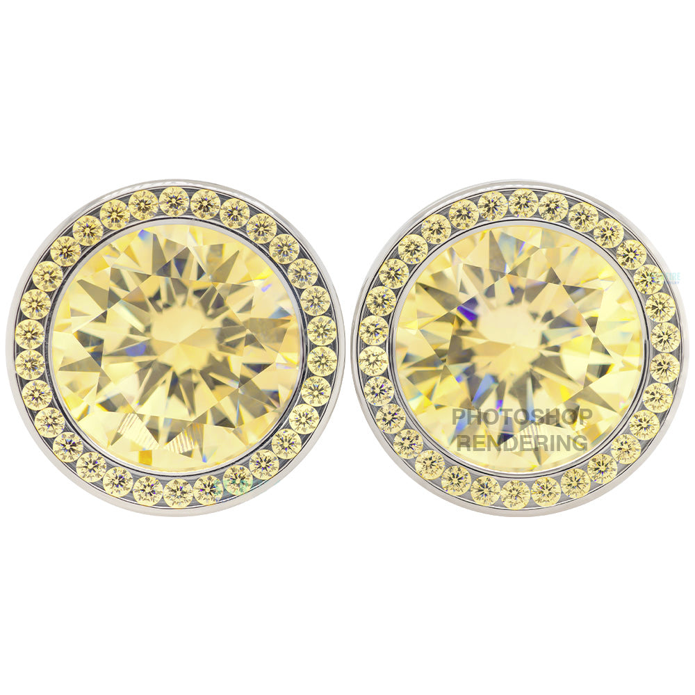 Super Gemmed BIG BLING Plugs ( Eyelets ) with Brilliant-Cut Gems - Citrine