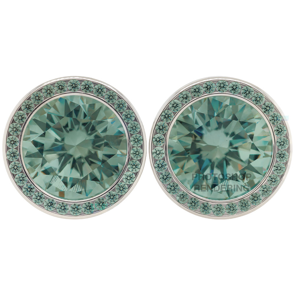 Super Gemmed BIG BLING Plugs ( Eyelets ) with Brilliant-Cut Gems - Green