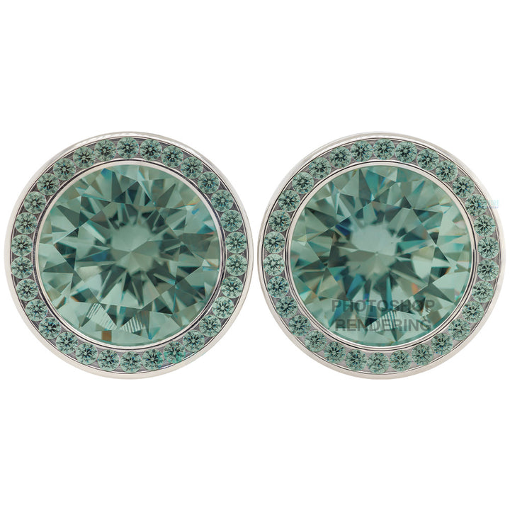Super Gemmed BIG BLING Plugs ( Eyelets ) with Brilliant-Cut Gems - Green