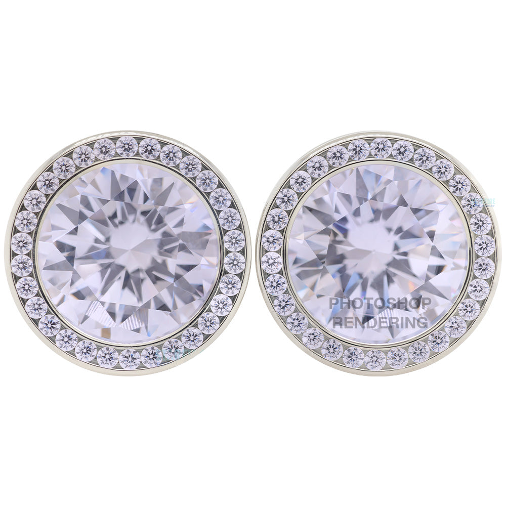 Super Gemmed BIG BLING Plugs ( Eyelets ) with Brilliant-Cut Gems - Lavender
