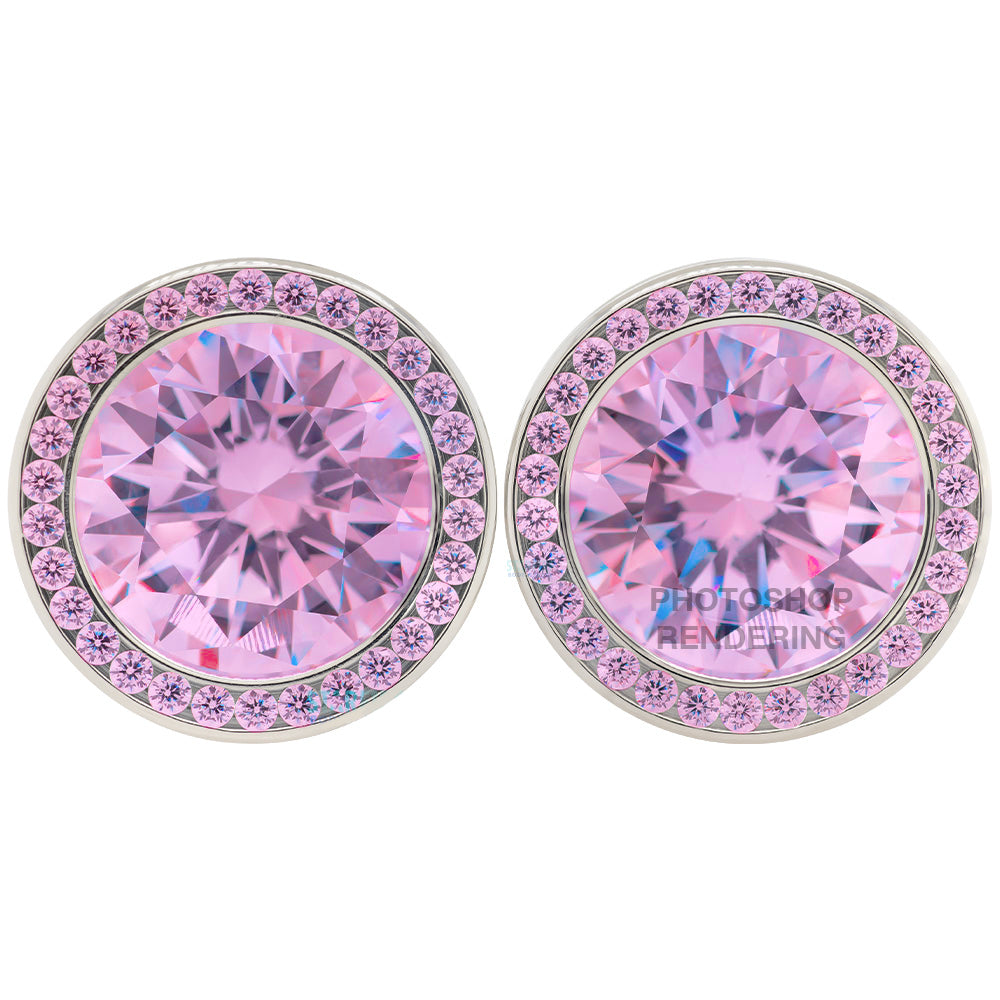 Super Gemmed BIG BLING Plugs ( Eyelets ) with Brilliant-Cut Gems - Lilac