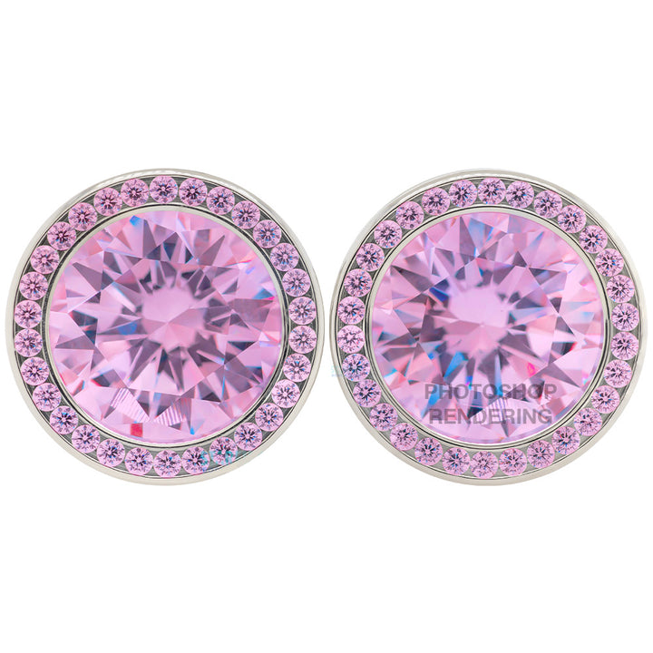 Super Gemmed BIG BLING Plugs ( Eyelets ) with Brilliant-Cut Gems - Lilac