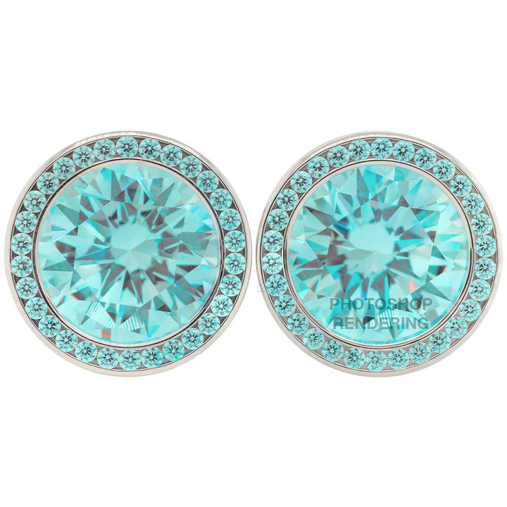 Super Gemmed BIG BLING Plugs ( Eyelets ) with Brilliant-Cut Gems - Mint Green