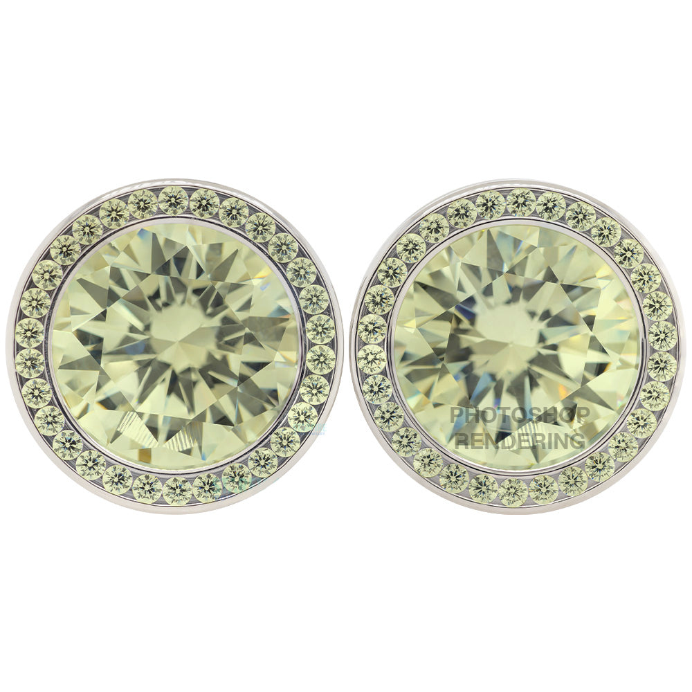 Super Gemmed BIG BLING Plugs ( Eyelets ) with Brilliant-Cut Gems - Peridot