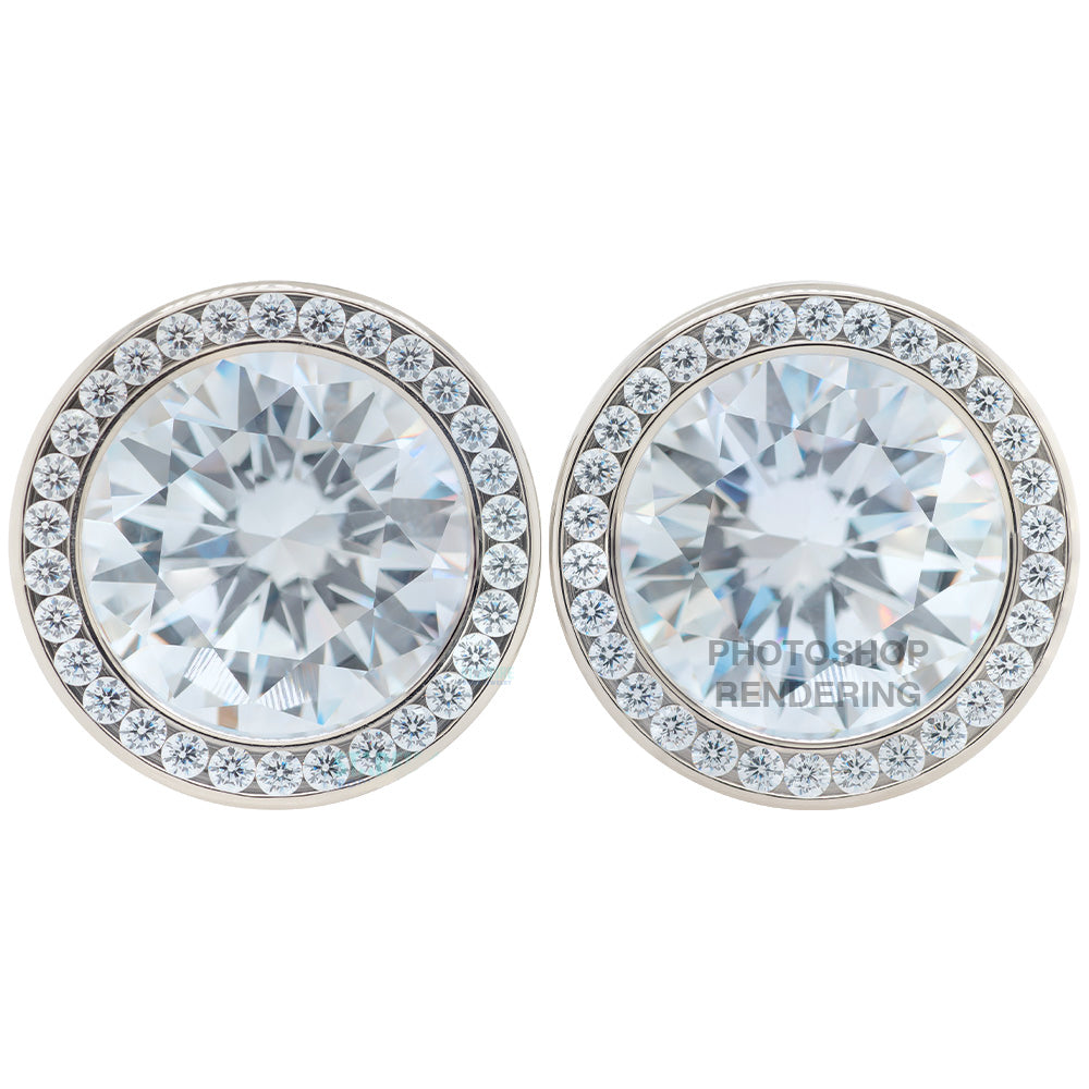 Super Gemmed BIG BLING Plugs ( Eyelets ) with Brilliant-Cut Gems - Periwinkle