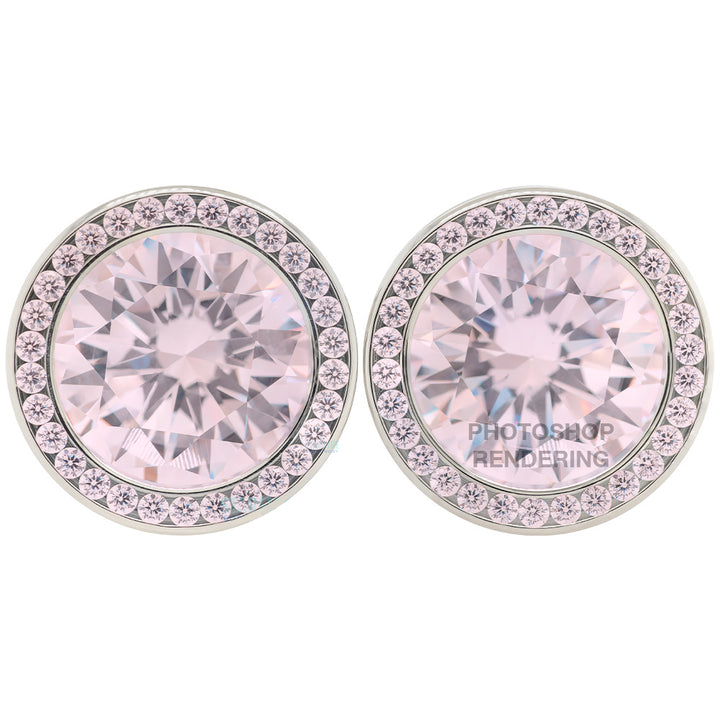 Super Gemmed BIG BLING Plugs ( Eyelets ) with Brilliant-Cut Gems - Pink Tourmaline