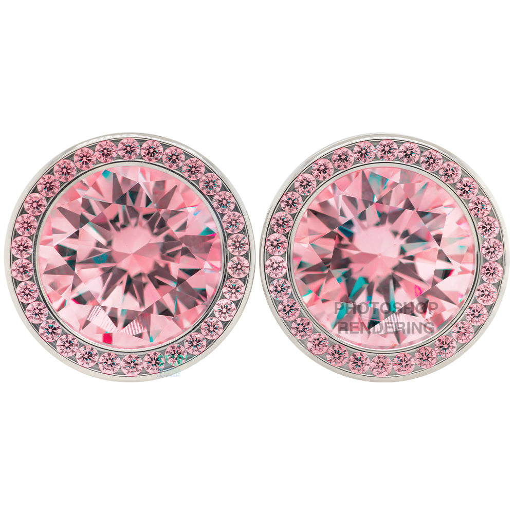 Super Gemmed BIG BLING Plugs ( Eyelets ) with Brilliant-Cut Gems - Salmon Pink