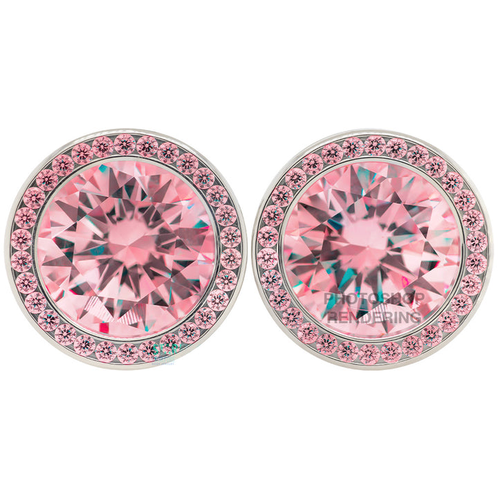 Super Gemmed BIG BLING Plugs ( Eyelets ) with Brilliant-Cut Gems - Salmon Pink