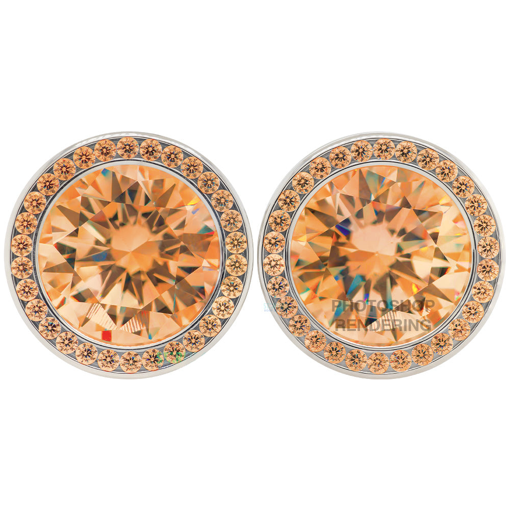 Super Gemmed BIG BLING Plugs ( Eyelets ) with Brilliant-Cut Gems - Tangerine