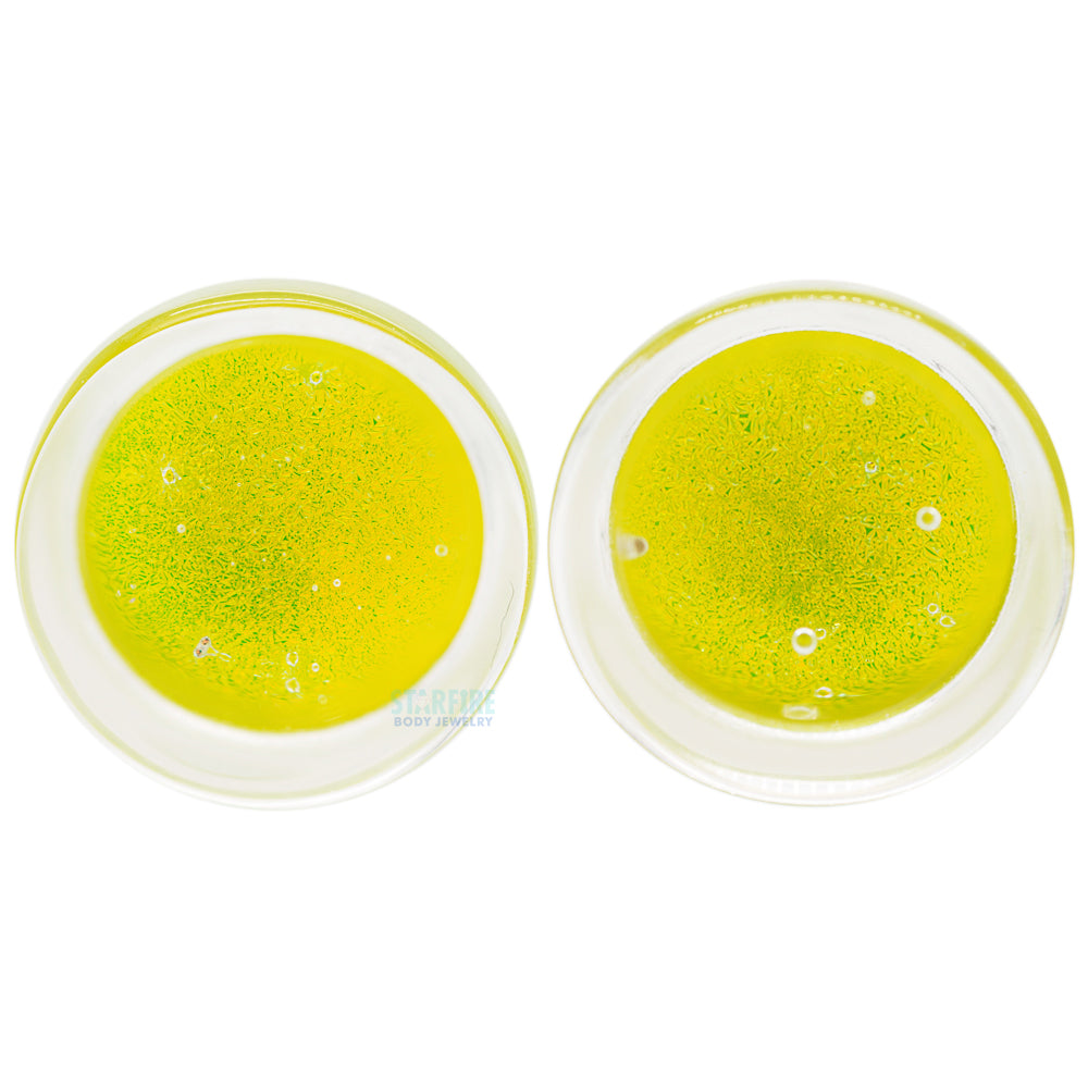 Fused Dichroic Glass Plugs - Green Gold