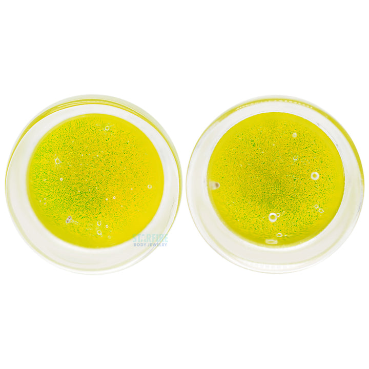 Fused Dichroic Glass Plugs - Green Gold