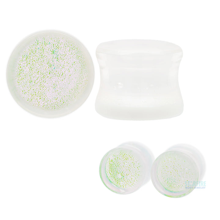Fused Dichroic Glass Plugs - Opal
