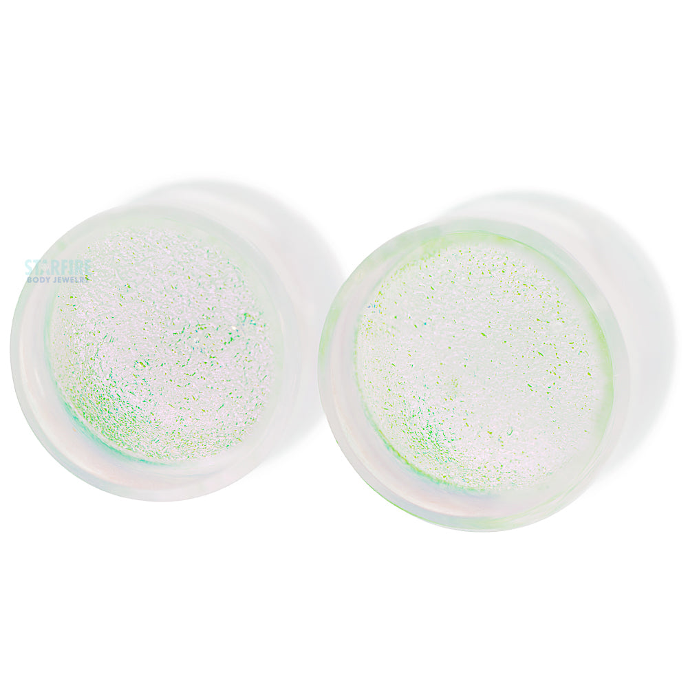Fused Dichroic Glass Plugs - Opal