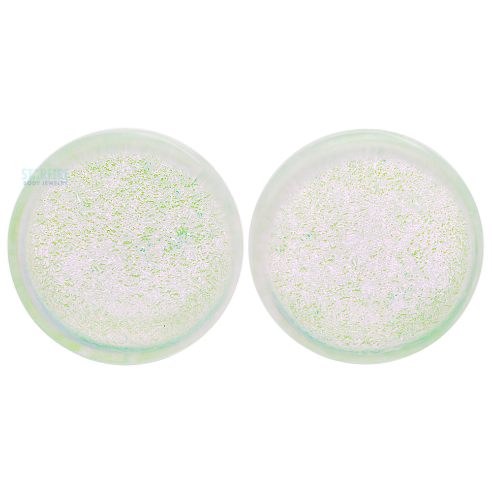 Fused Dichroic Glass Plugs - Opal