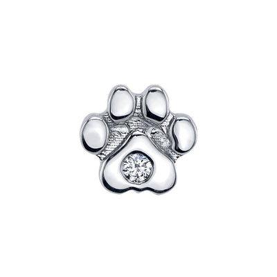 Dog Paw Threaded End in Gold & Platinum with White CZ