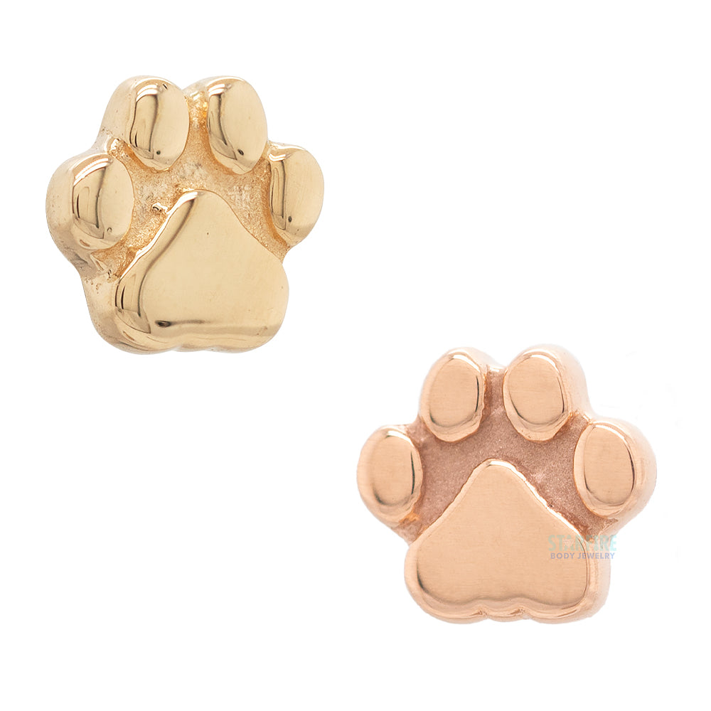 Flat Dog Paw Threaded End in Gold