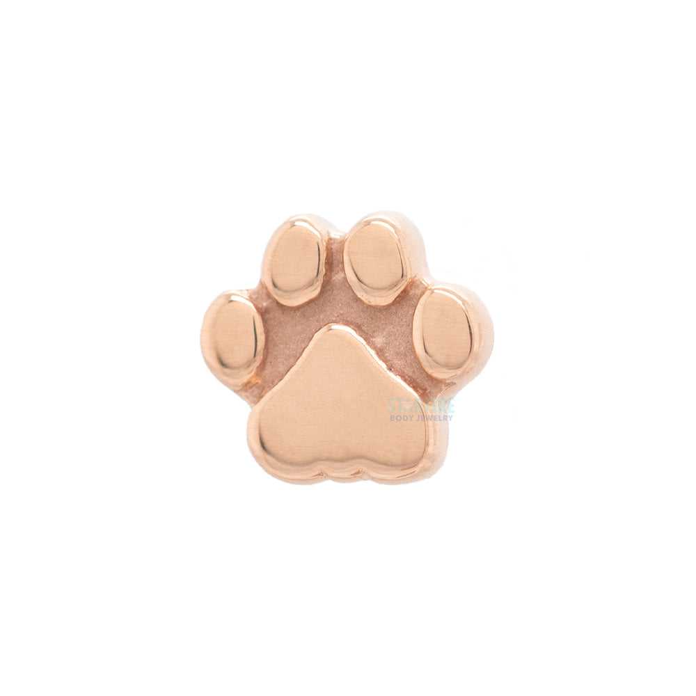 Flat Dog Paw Threaded End in Gold