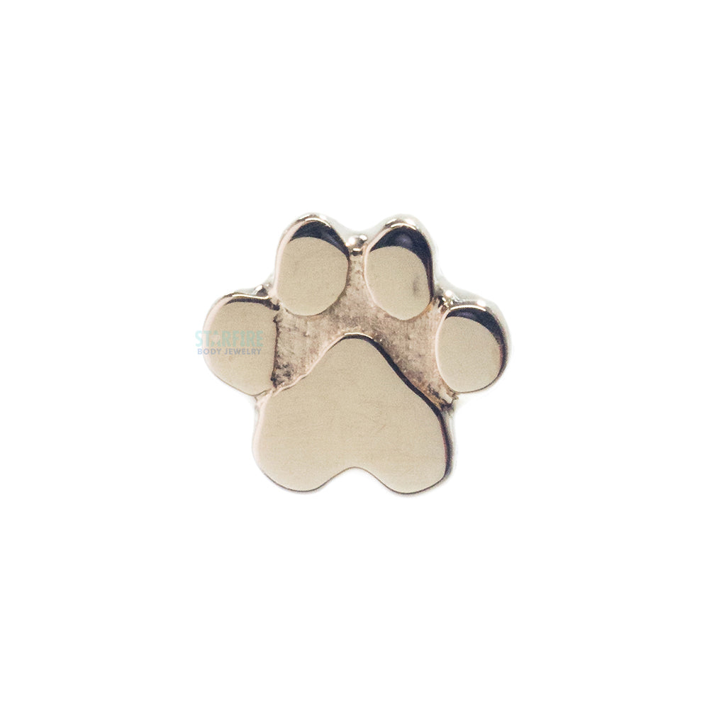 Flat Dog Paw Threaded End in Gold