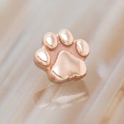 Flat Dog Paw Threaded End in Gold