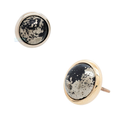 threadless: Pyrite in Cup Setting Pin in Gold
