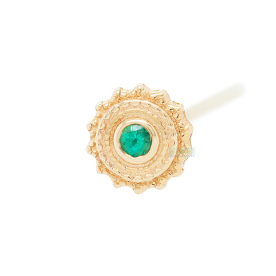 Round Afghan Nostril Screw in Gold with Emerald