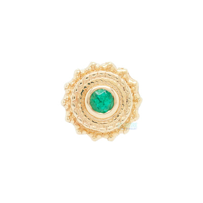 Round Afghan Nostril Screw in Gold with Emerald