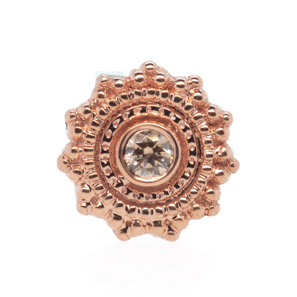 Round Afghan Threaded End in Gold with Champagne Diamond