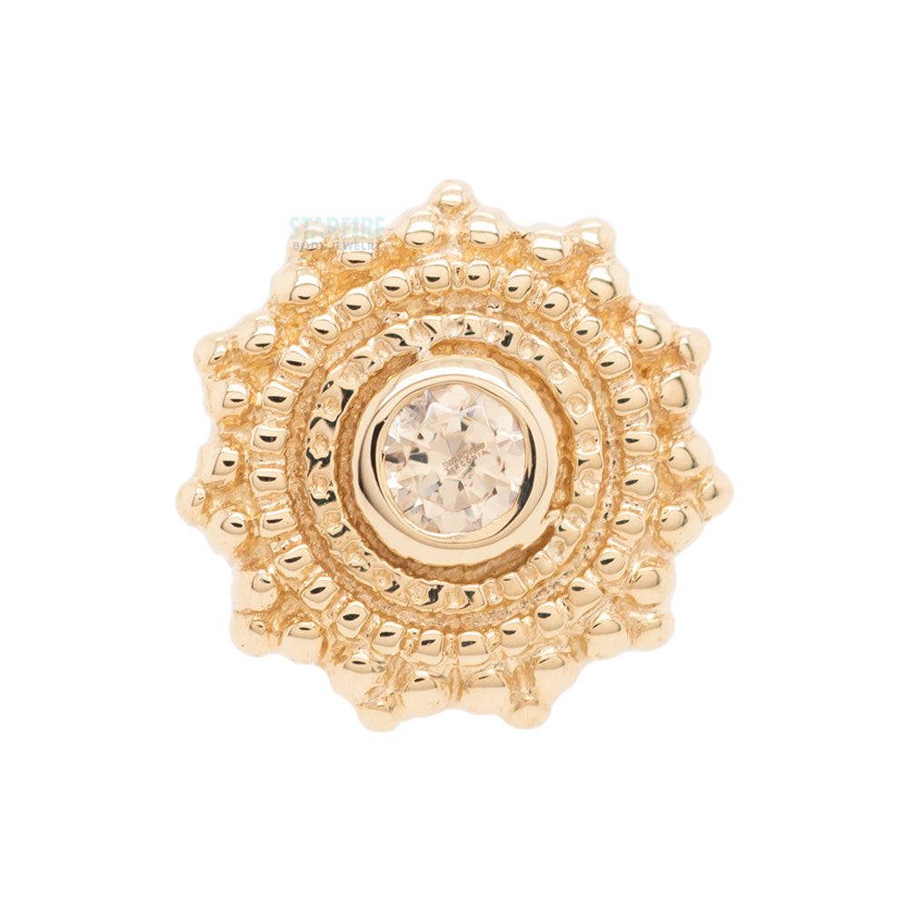 threadless: Round Afghan Pin in Gold with Champagne CZ