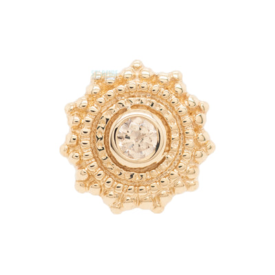 Round Afghan Threaded End in Gold with Champagne CZ