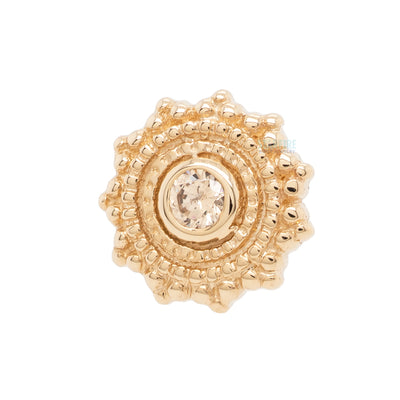 Round Afghan Threaded End in Gold with Champagne CZ