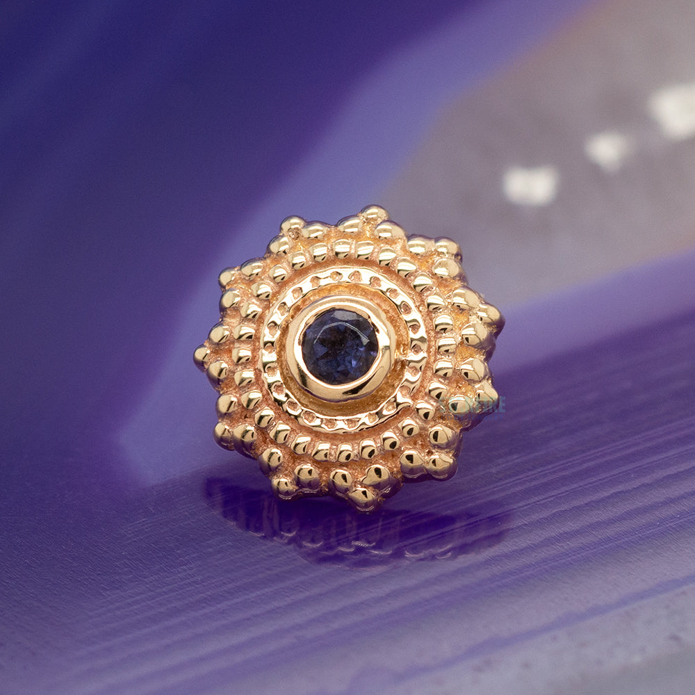 Round Afghan Threaded End in Gold with Iolite