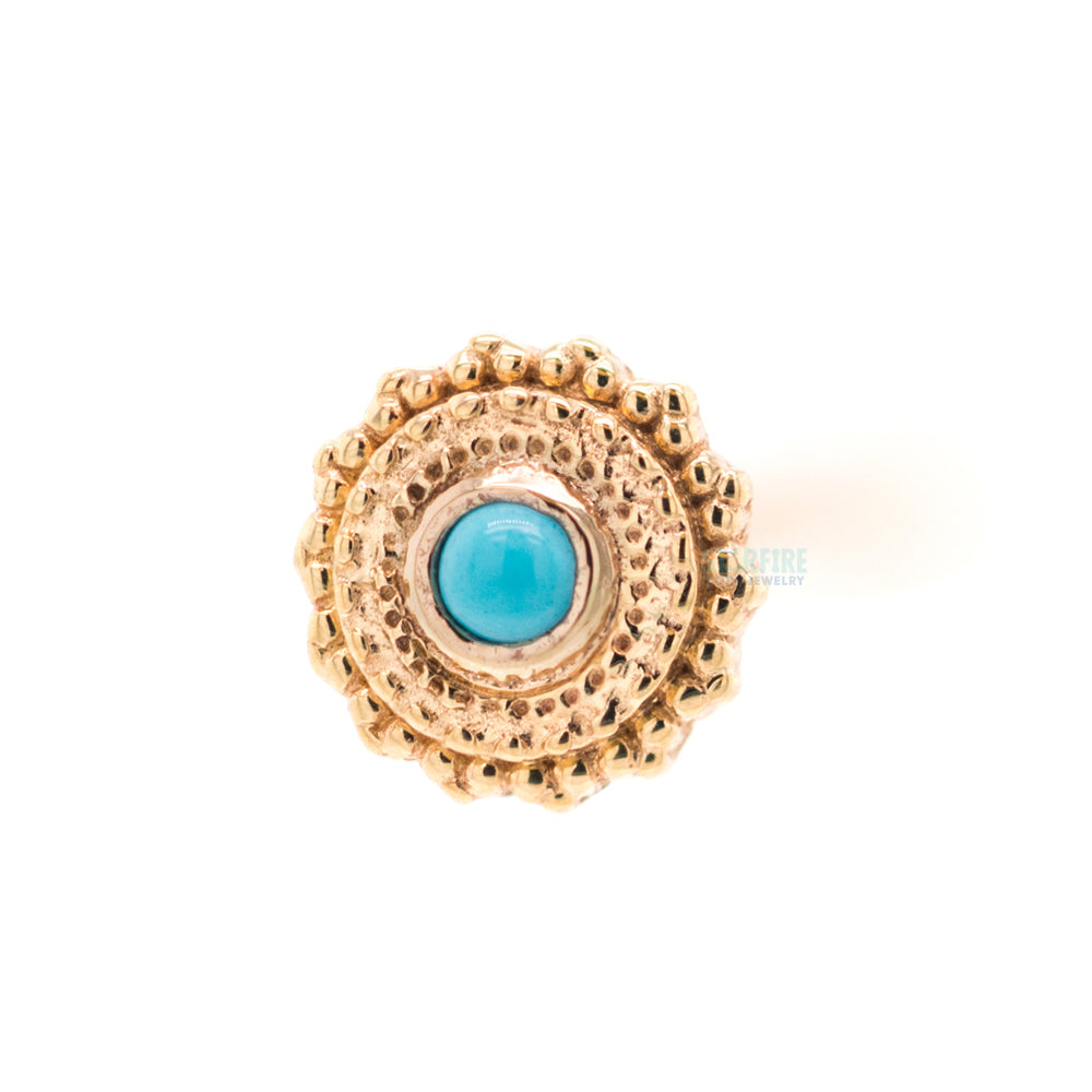 Round Afghan Nostril Screw in Gold with Turquoise