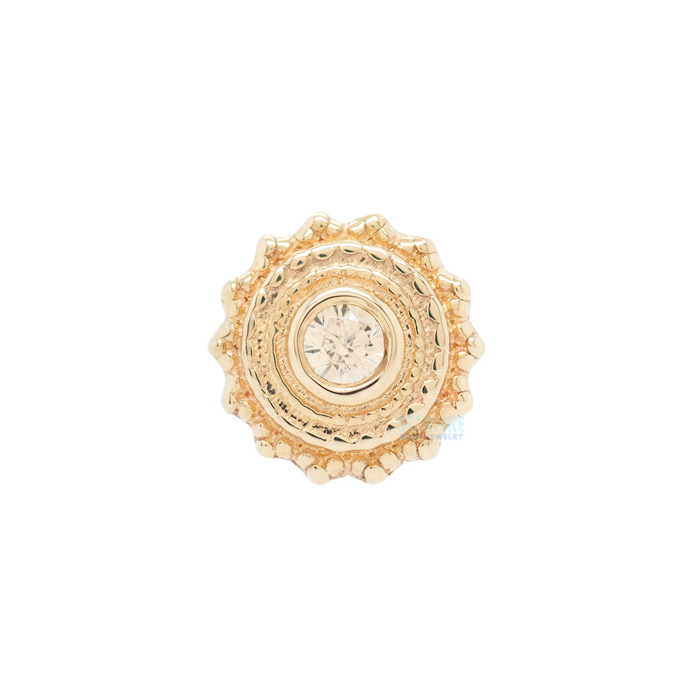 threadless: Round Afghan Pin in Gold with Champagne CZ