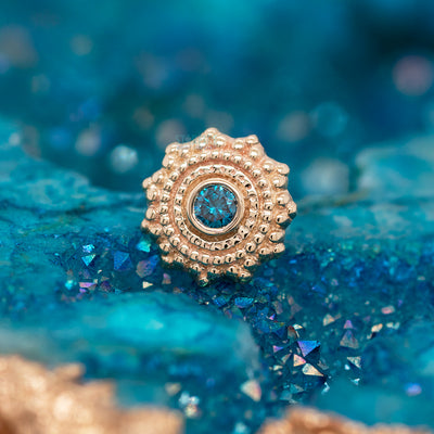 threadless: Round Afghan Pin in Gold with Ocean Blue Diamond