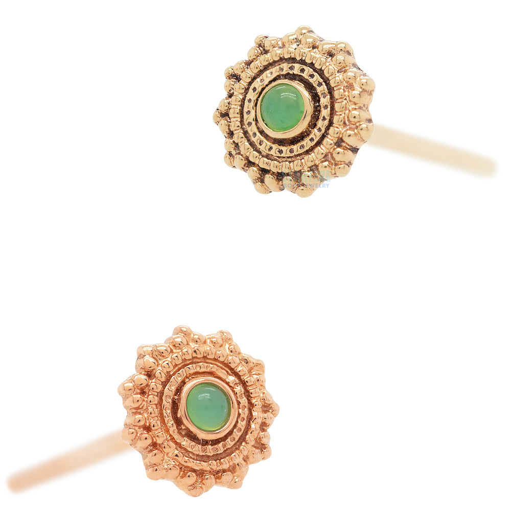 Round Afghan Nostril Screw in Gold with Chrysoprase