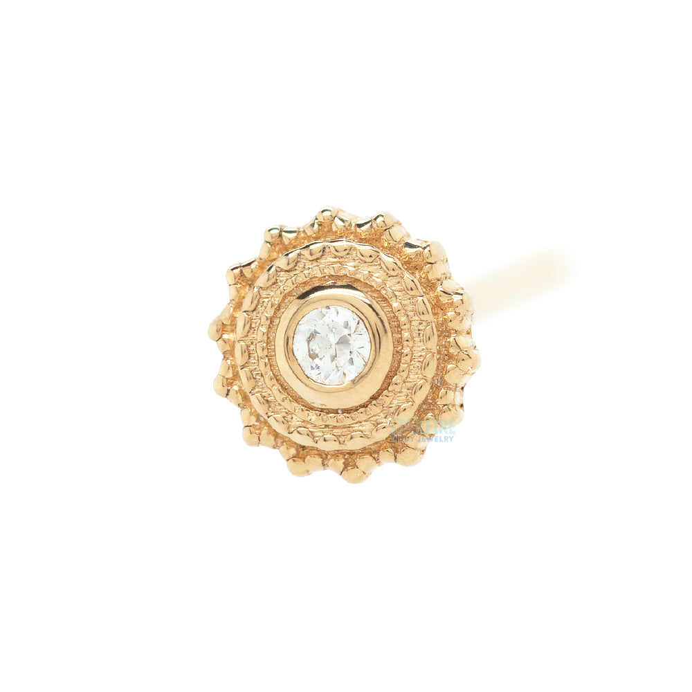 Round Afghan Nostril Screw in Gold & Platinum with White CZ