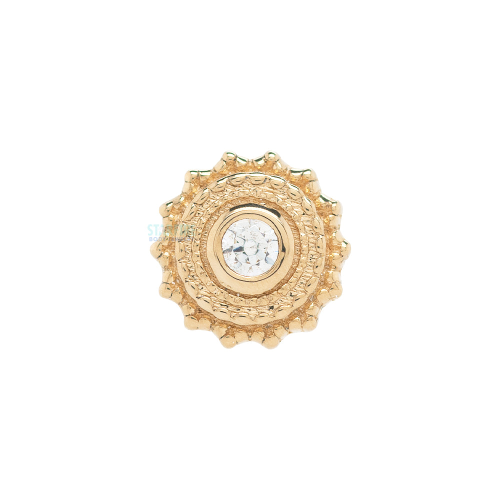 Round Afghan Nostril Screw in Gold & Platinum with White CZ