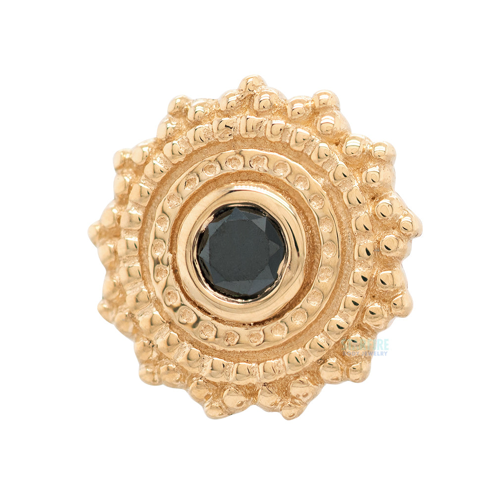 Round Afghan Threaded End in Gold with Black Diamond