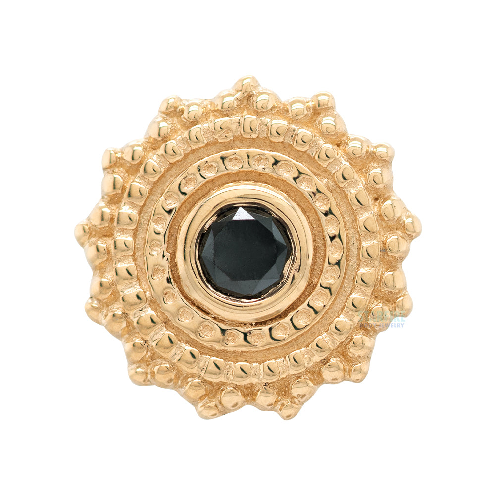 Round Afghan Threaded End in Gold with Black Diamond