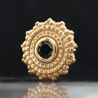 Round Afghan Threaded End in Gold with Black Diamond