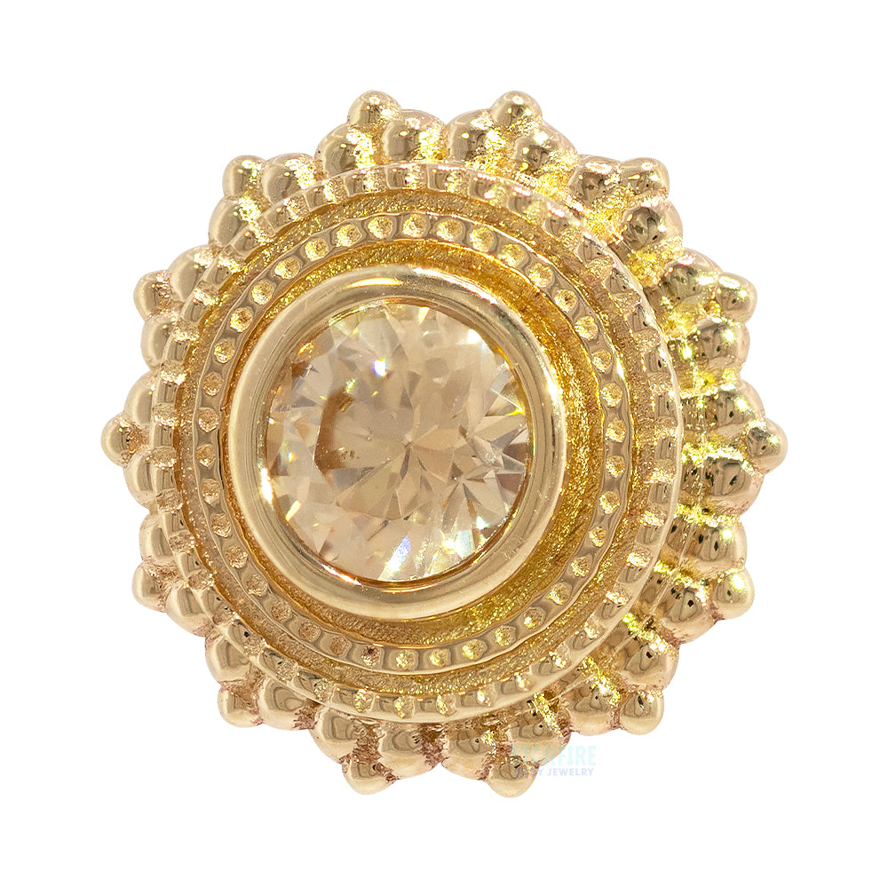 Round Afghan Threaded End in Gold with Champagne CZ