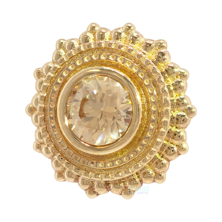 Round Afghan Threaded End in Gold with Champagne CZ