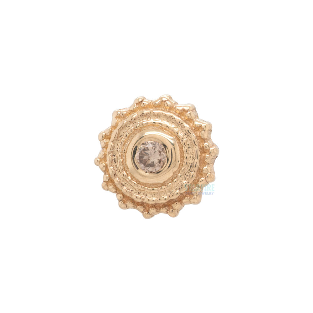 Round Afghan Threaded End in Gold with Champagne Diamond