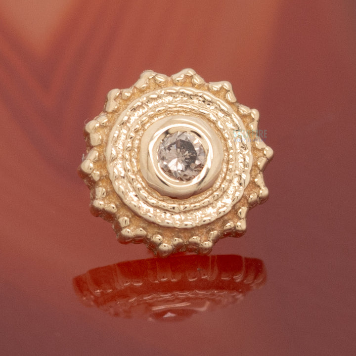 Round Afghan Threaded End in Gold with Champagne DIAMOND
