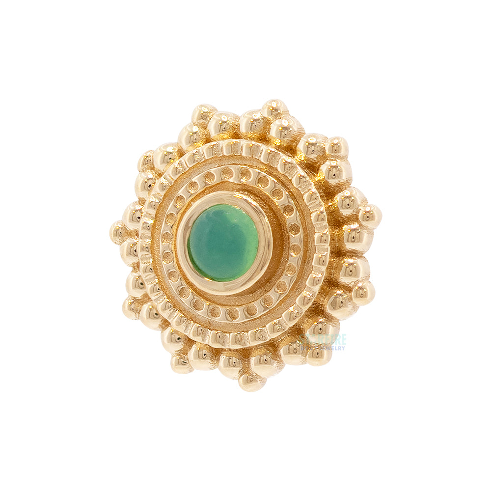 Round Afghan Threaded End in Gold with Chrysoprase