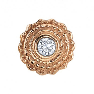 Round Afghan Threaded End in Gold with DIAMOND