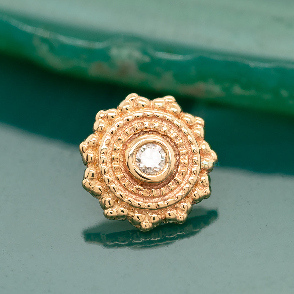 Round Afghan Threaded End in Gold with DIAMOND