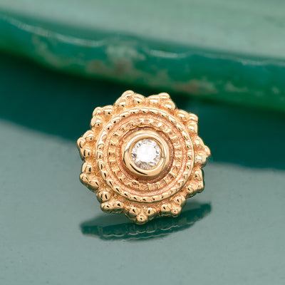 Round Afghan Threaded End in Gold with DIAMOND