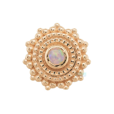 Round Afghan Threaded End in Gold with Genuine White Opal