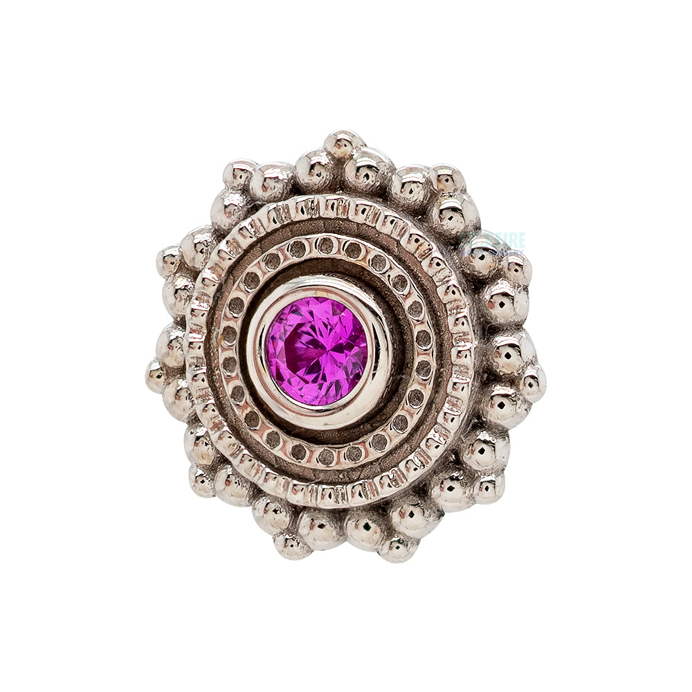 Round Afghan Threaded End in Gold with Hot Pink Sapphire